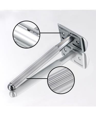 Eco-Friendly Safety Razor for Men - Zero Waste Metal Razor with 10 Blades | Chrome Silver Design - Buy Online on GoSupps.com