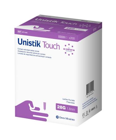 Owen Mumford Unistik Touch Safety Lancets (28G) 200 Count 28G X 1.8mm 200 Count