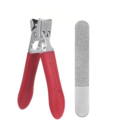 SG Nekoo Nail Clippers for Thick Nails Hard Fingernails and Toenails Cutter with File Ultra Sharp Curved Splash Proof Trimmer for Adults Men Women Seniors (Mid-red)