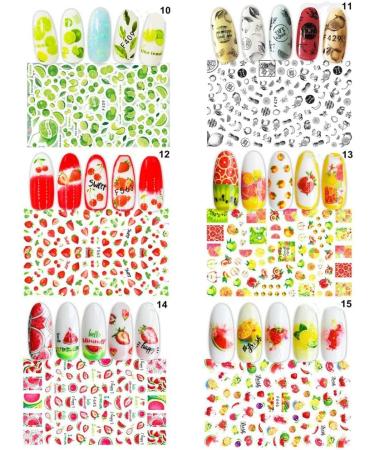 Nail Decoration Manicure Self-Adhesive 3D Fruits Nail Art Nail Stickers Nail Art Decals Supplies(15) (Multicolor 15) - Buy Online on GoSupps.com