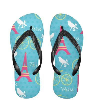 Mnsruu Paris Eiffel Tower lemon fruit bird flip flop flip sandals home slippers hotel spa bedroom travel l for men women medium multi -colored