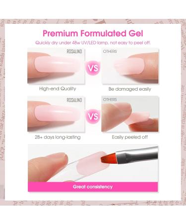 ROSALIND Poligel for Nail Extension 60 ml x 2 Transparent & Soft Pink UV LED Quick Construction Poly Nail Gel for Beginners  - Buy Online on GoSupps.com
