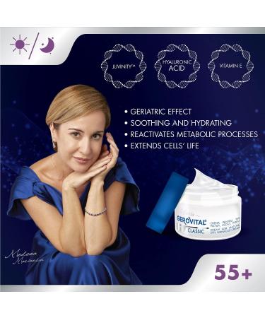 Very Moisturizing Anti-Wrinkle Face Cream with Hyaluronic Acid and Vitamin E Geriatric Effect Great Reconstructive Power Mature Dry Wrinkled Skin 50 ml Gerovital H3 Classic - Buy Online on GoSupps.com