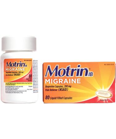 Motrin IB Migraine Liquid Gel Caps - 200 mg Ibuprofen for Fast Migraine Relief - 80 Ct - Buy Online on GoSupps.com
