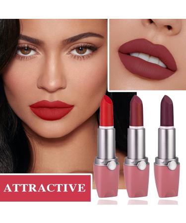 3 Colors Matte Lipstick Set - Waterproof Long Lasting Non-Stick Velvet Lip Gloss - Moisturizing Nude Lipstick for a Smooth Matt Finish - Buy Online on GoSupps.com