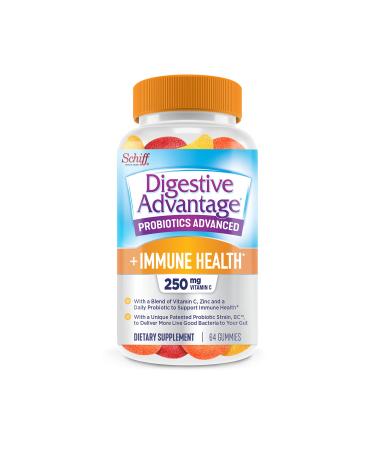 Schiff Digestive Advantage Probiotics Advanced + Immune Health Natural Fruit 125 mg 64 Gummies
