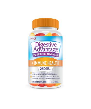 Schiff Digestive Advantage Probiotics Advanced + Immune Health Natural Fruit 125 mg 64 Gummies