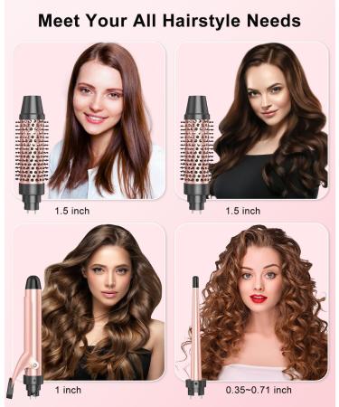 Nimmu Curling Iron Set with Thermal Brush | 1.5-Inch Heated Round Brush & Ceramic Curling Wand for Natural Curls | Fast Heat Up | Dual Voltage Rose Gold Hair Curler - Buy Online on GoSupps.com