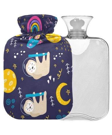 Naanle Galaxy sloth hot water bottle with cover Warm and cold therapy Transparent hot water bottle 2l large hot hot water bottle for bed hand feet heat pain relief