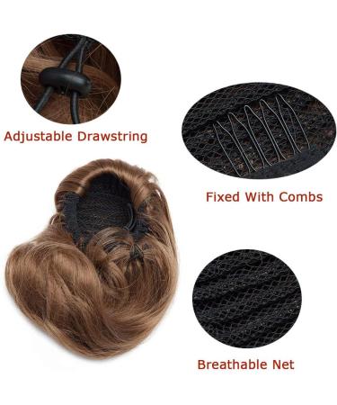 Wedding Hepburn Hair Bun Scrunchie Extension - Light Brown | Updo Chignons Wig for Wavy Curly Hair - Buy Online on GoSupps.com