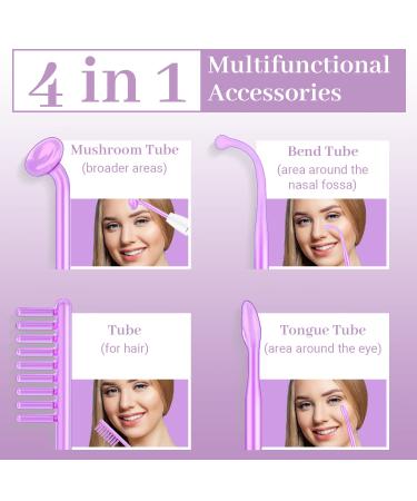 Buy Tumakou High Frequency Stab Face Device - Purple Acne Treatment Wrinkle Reduction & Skin Tightening - 4 Argon Rods Facial Therapy Massage Tool - Buy Online on GoSupps.com