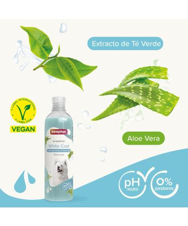 Beaphar White Fur Shampoo - Skin-Friendly pH-Neutral & Vegan with Green Tea & Aloe Vera - 1L - Supports Natural Fur Color - Buy Online on GoSupps.com