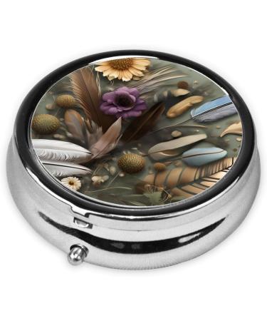 Feather Flower Round Pill Box | 3 Compartment Portable Travel Organizer for International Shipping - Buy Online on GoSupps.com