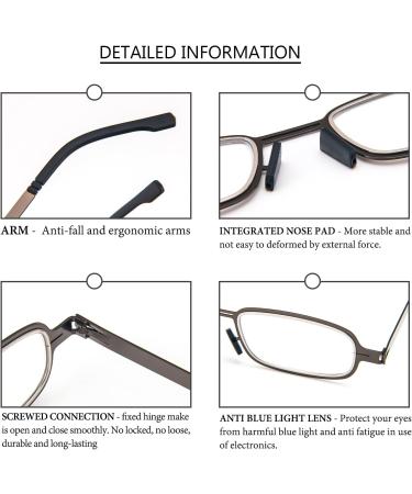 Cokobin Ultra-Light Reading Glasses - Metal Frame Ultra-Thin Visual Aid Full Frame Includes Glasses Case - 1 Diopter for Men & Women (Gray) - Buy Online on GoSupps.com