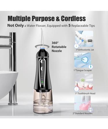 Cordless Water Flosser for Teeth - FZCOK Rechargeable Oral Irrigator with 7 Clean Settings Portable & Waterproof - Ideal for Adults & Braces - Long Battery Life (Black - Buy Online on GoSupps.com