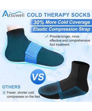 Atsuwell Chemo Cold Therapy Socks - Reusable Gel Ice Pack for Neuropathy, Sprains, Swelling - Foot Pain Relief S/M Size - Buy Online on GoSupps.com
