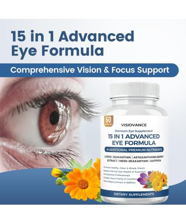 VisioVance 15 in 1 Advanced Eye Formula Neurobella Eye Supplement with Lutein Zinc Luteolin Zeaxanthin & Bilberry Extract 60 Capsules (1) - Buy Online on GoSupps.com