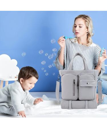 SONARIN Large Capacity Waterproof Baby Nappy Changing Tote Bag with Changing Mat - Grey - Buy Online on GoSupps.com