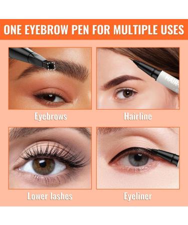 Ampltulastd Eyebrow Pen All Day Eyebrows and Eyeliner Double Ended Microblading Eyebrow Pencil Long Lasting Waterproof Hairy Eyebrow PencilBlack - Buy Online on GoSupps.com