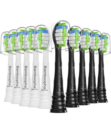 Replacement Toothbrush Heads Compatible with Philips Sonicare DiamondClean Electric Toothbrush (5 Black+5 White) 5 White+ 5 Black