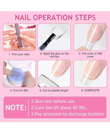 INPING Gel Nail Tips 240PCS - Oval Pre-Shaped Half Full Cover Transparent Extensions - Break Resistant False Nails for Home DIY Manicure - Buy Online on GoSupps.com