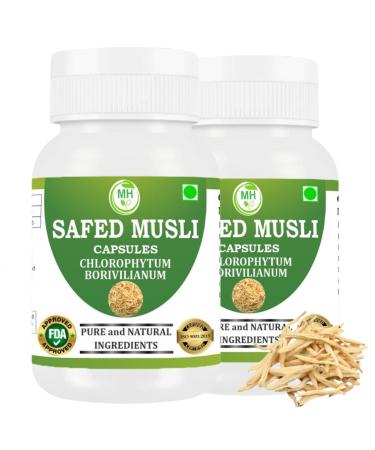 Safed Musali Capsules 500 mg 120 Veg Capsules | Chlorophytum Borivilianum Extract | Natural Herbal Supplement | Plant-Based | Pack of 2 120 Count (Pack of 1)