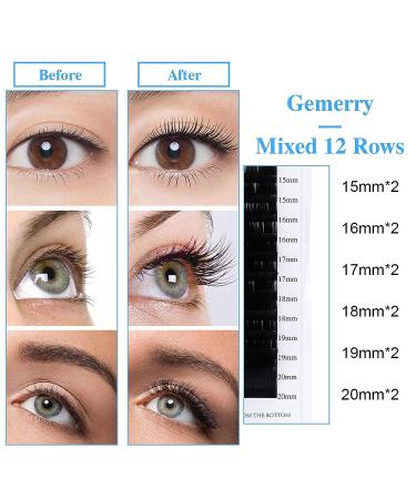 GEMERRY Individual Lash Extensions 15-20mm Mixed Long Lashes 0.05 D Curl - Classic Matte Black Single Eyelashes - Buy Online on GoSupps.com