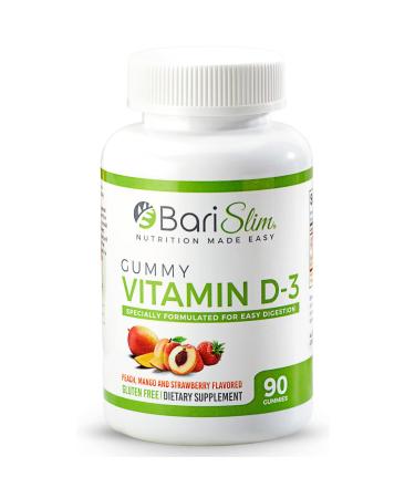 BariSlim Bariatric Vitamin D-3 Gummies  Specially Formulated Gummy Vitamin for Patients After Weight Loss Surgery  Easy to Digest and Great Tasting Fruit Flavors | 90 Fruit Chews