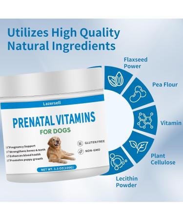 Prenatal Vitamins for Dogs - Aids Healthy Gestation Puppy Development & Milk Production - Packed with Folic Acid Calcium Iron & Key Vitamins - Ideal for Pregnant and Nursing Canines - Buy Online on GoSupps.com