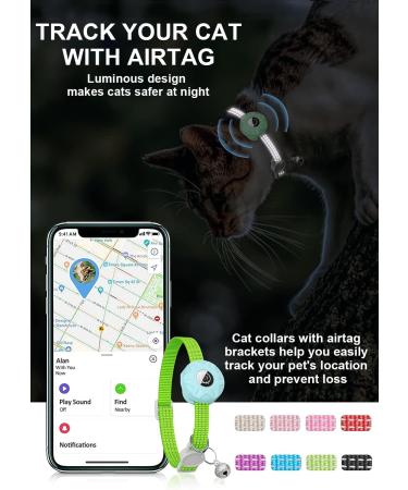 Reflective Airtag Cat Neck Band - Light Tracker Collars for Kittens & Young Cats with Bell | Green Design - Buy Online on GoSupps.com