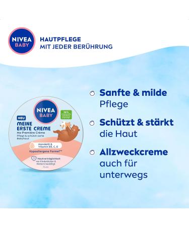 Nivea Baby My First Cream - Vegan Hypoallergenic Moisturizing Cream with Almond Oil & Vitamins (75 ml) | Gentle Skin Protection for Babies - No Microplastics or Parabens - Buy Online on GoSupps.com