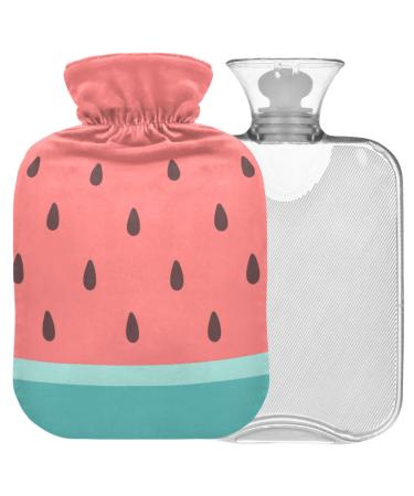Naanle summer cartoon watermelon heat bottle with reference transparent hot water bottle 1L heat bottle for bed handfoot heat pain relief heat and cold therapy