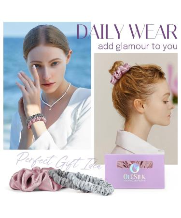 Osilk 3 Set 100% Silk Hair Ties - Small Scrunchies & Elastic Hair Bands - Luxurious Hair Jewelry - 3 Pieces (Lotos) for Effortless Styling - Buy Online on GoSupps.com