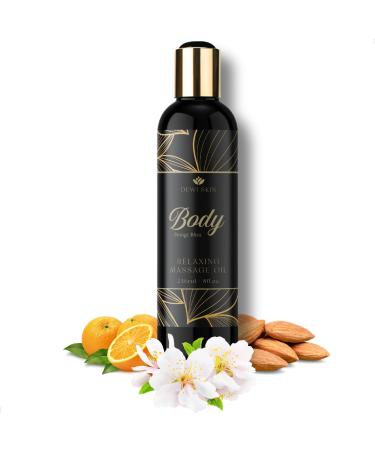 Massage Oil & Moisturizer - 8 oz Vegan Sweet Almond Jojoba Argan & Vitamin E Oil for Skin Firming Moisturizing Smooth Skin Appearance & Relaxation - Sweet Orange