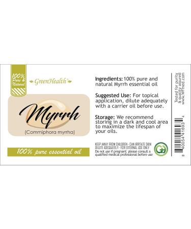 Myrrh Essential Oil 4 fl oz (118 ml) Glass Bottle w/Cap 100% Pure Essential Oil GreenHealth - Buy Online on GoSupps.com