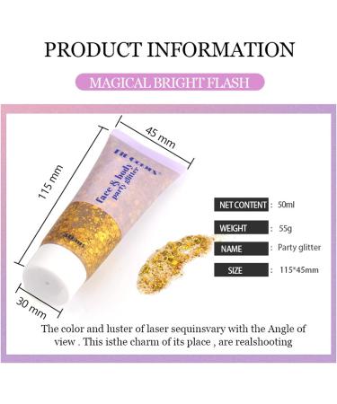 Mermaid Sequins Body Glitter Gel 50ml - Sparkling Chunky Lotion for Face, Hair, and Nails - Cosmetic Shimmer Eyeshadow - Perfect for Christmas Parties - Pink, Silver, Gold - Buy Online on GoSupps.com