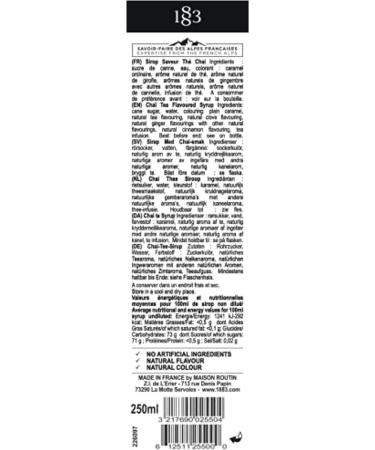 Routin 1883 Premium Chai Tea Syrup 250ml | Glass Bottle Chai Tea - Buy Online on GoSupps.com