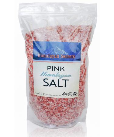 Himalayan Secrets Pink Rock Salt - 10LB - Coarse, Fine, Powder Grain Bulk Size - 100% Natural & Unrefined (Coarse (2-3mm))