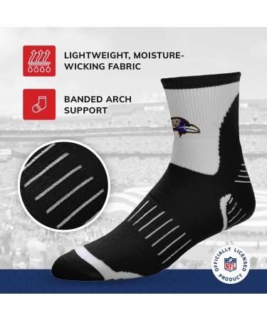 FBF NFL Baltimore Ravens Surge Quarter Length Socks - Black Medium | Men and Women - Buy Online on GoSupps.com