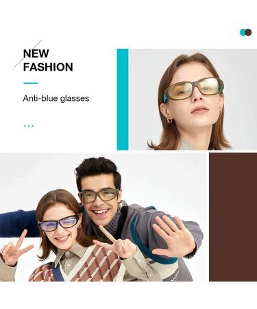 Fit Over Blue Light Glasses - AHT Anti Blue Ray Computer Glasses | Wear Over Prescription/Reading Glasses | UV400 Lens | Reduce Eyestrain & Headache | Sleep Better | Brown Green - Buy Online on GoSupps.com