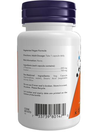 Now L-theanine 200mg 60 Veg Capsules 60 Count - Buy Online on GoSupps.com