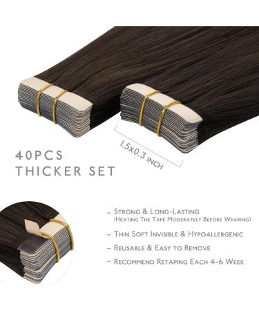 Buy If-Salt Tape Extensions - 40PCs 60g 25cm Real Hair Tape In Extensions for Invisible Look | #2A Light Dark Brown Silky Skin Weft - Buy Online on GoSupps.com
