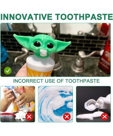 Baby Yoda Toothpaste Cap Dispenser - 4 Pack (2 Green + 2 White) | Fun Squeeze Toothpaste for Film Fans | Perfect for Kids & Adults - International Shipping Available! - Buy Online on GoSupps.com
