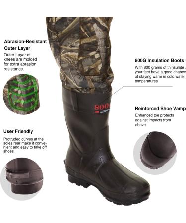 TIDEWE Chest Waders for Men Realtree MAX5 Camo 800G Insulated Waterproof Neoprene Bootfoot Wader 11 - Buy Online on GoSupps.com