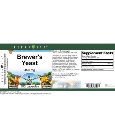 Brewer's Yeast - 450 mg (100 Capsules ZIN: 512857) - Buy Online on GoSupps.com