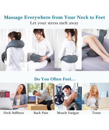 Shiatsu Neck Back Shoulder Massager with Heat - Electric Deep Tissue Massage Pillow for Full Body Relaxation - Home, Office, Car Use - Gray - Buy Online on GoSupps.com