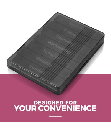 Weekly Pill Organizer - 7-Day AM/PM Pill Case with Removable Daily Compartments for Vitamins & Medications - Easy Read Labels for International Shipping - Buy Online on GoSupps.com