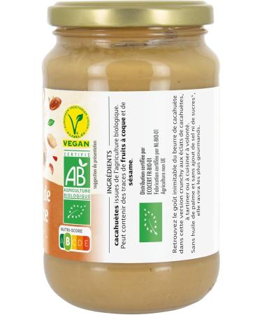 Jardin BiO tic - Pure Organic Crunchy Peanut Butter - 100% Peanut - Certified Organic AB - No Addition of Salt Sugar or Palm Oil - 350g Jar - Buy Online on GoSupps.com