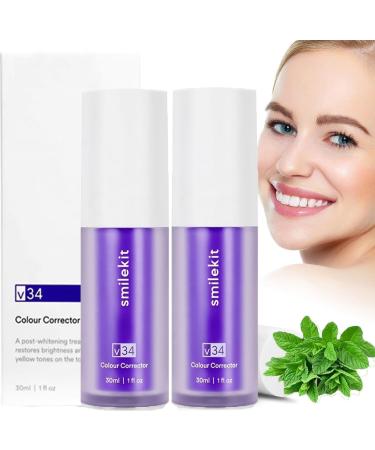 Purple Whitening Toothpaste V34Purple Toothpaste Purple Corrector Toothpastes Purple Toothpaste Purple Teeth Whitening Dent Blanchiment Purple Corrector Toothpaste Teeth Whitening (2PCS)