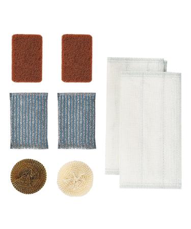 Bafnsiji Reusable Washing Up Sponge Set Cleaning Scourer Pads Reusable Sponge Set Non Scratch Scourers Tea Towels Kitchen Towels Dish Sponge Set for Kitchen 8PCS